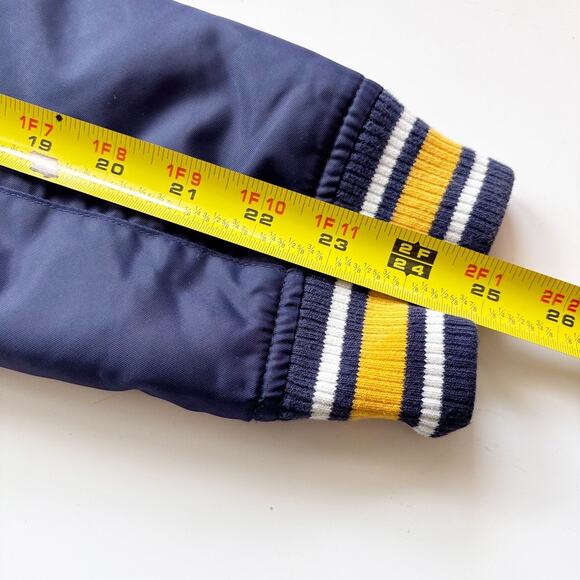 St Louis Blues Hockey Team Letter Jacket Style Youth Gray and Navy Front Snaps - Picture 12 of 12